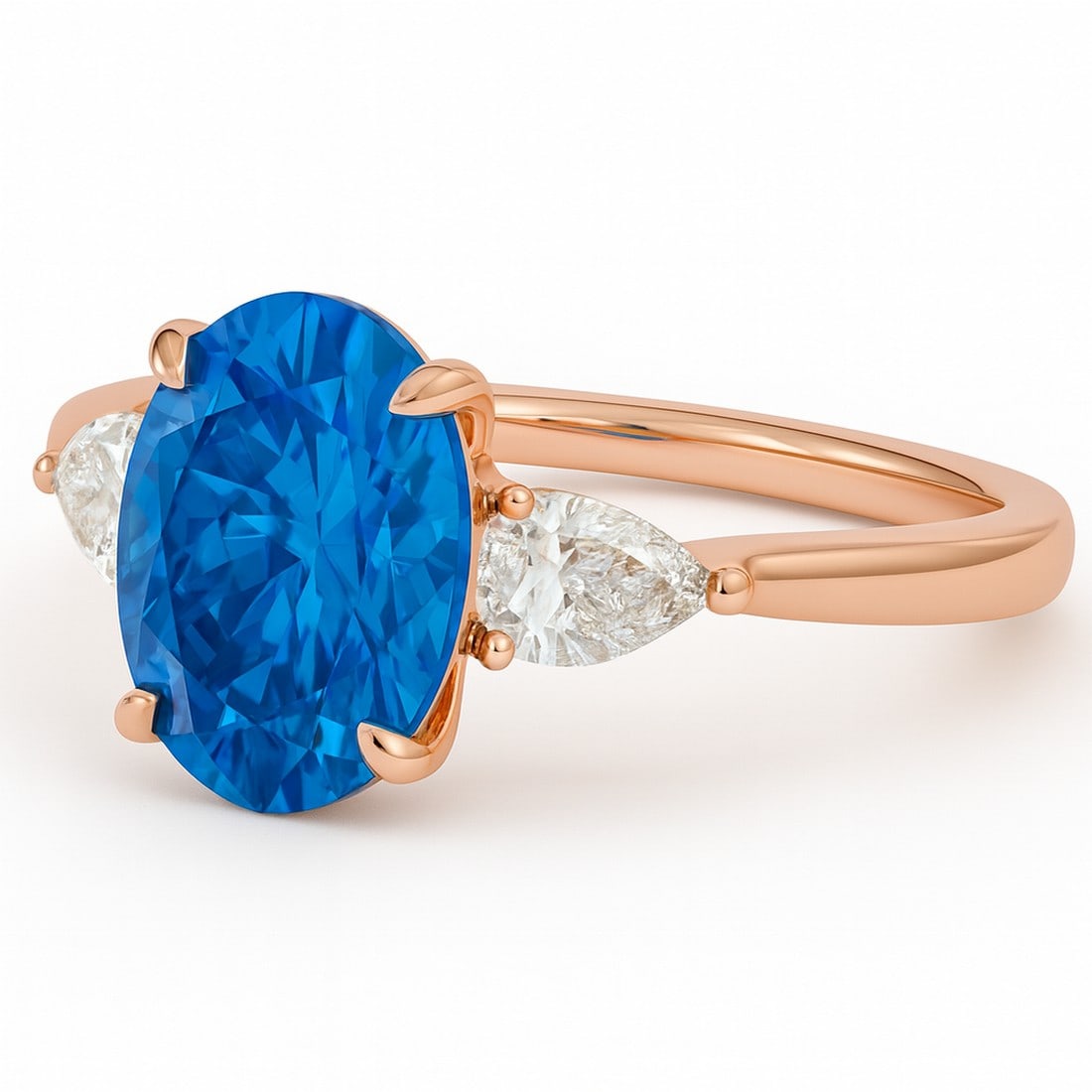 Lab-grown diamond 5.00 CT Pear-Shaped Diamond Bezel-Set Ring in 14K Rose Gold - 2