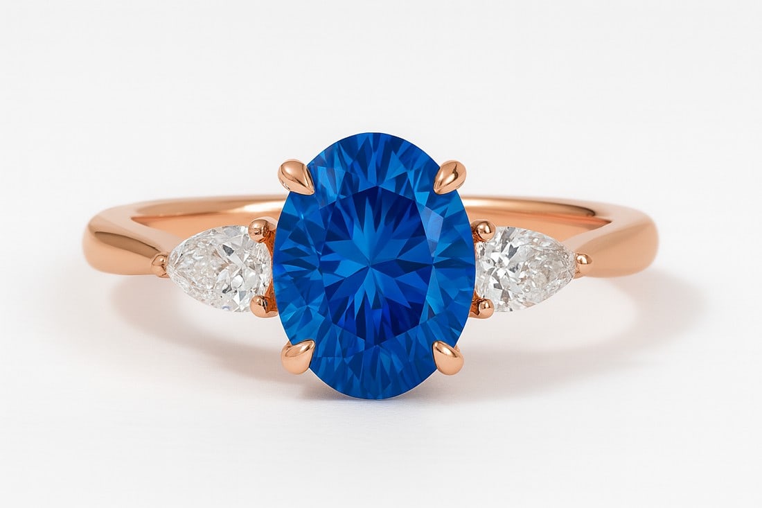 Lab-grown diamond 5.00 CT Pear-Shaped Diamond Bezel-Set Ring in 14K Rose Gold - 3