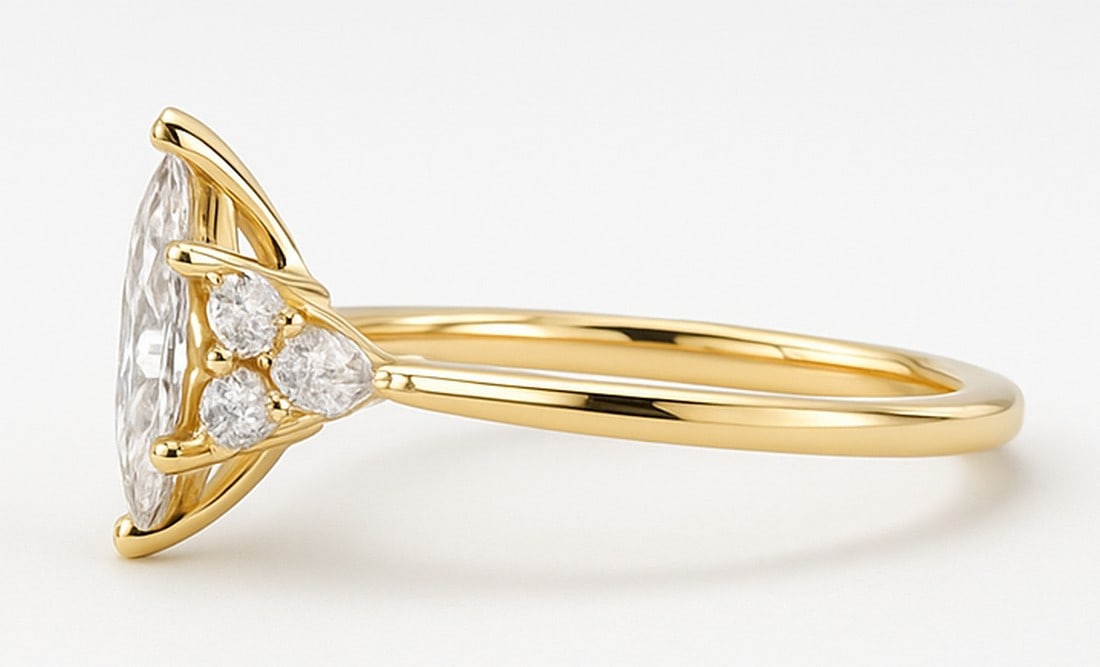 Lab-grown diamond 6.00 CT Marquise-Cut Diamond Twist-Shank Ring in 14K Yellow Gold - 2