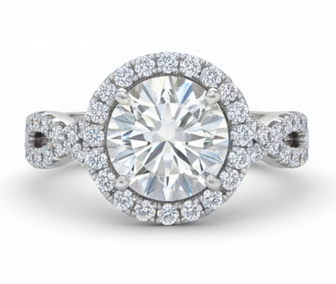 Lab-grown diamond 4.00 CT Princess-Cut Diamond Hidden-Halo Ring in 14K White Gold (1 of 3)