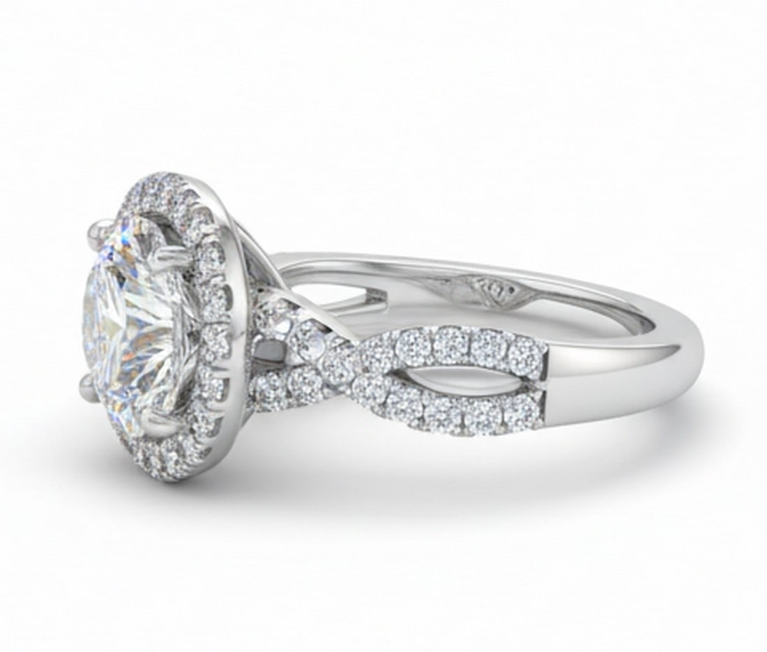 Lab-grown diamond 4.00 CT Princess-Cut Diamond Hidden-Halo Ring in 14K White Gold - 3