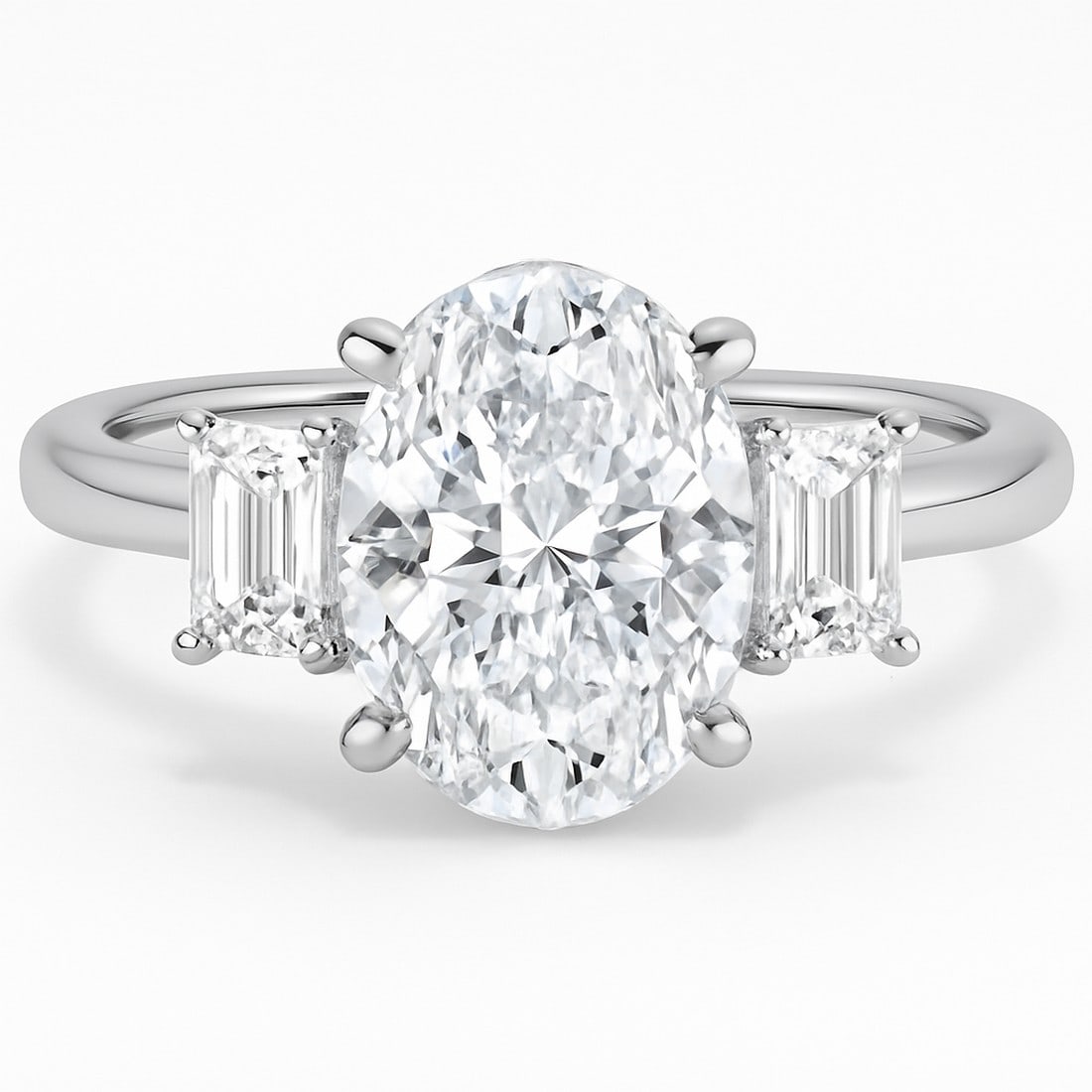 Lab-grown diamond 6.00 CT Emerald-Cut Diamond Double Halo Ring in 14K White Gold (1 of 3)