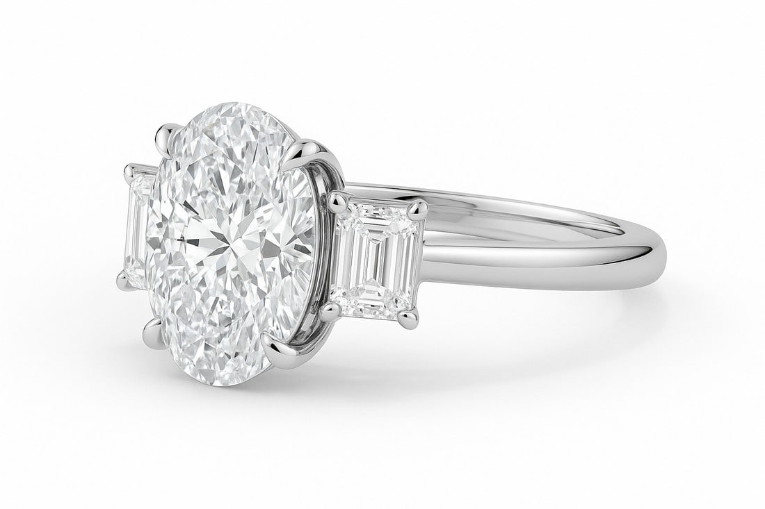 Lab-grown diamond 6.00 CT Emerald-Cut Diamond Double Halo Ring in 14K White Gold - 2