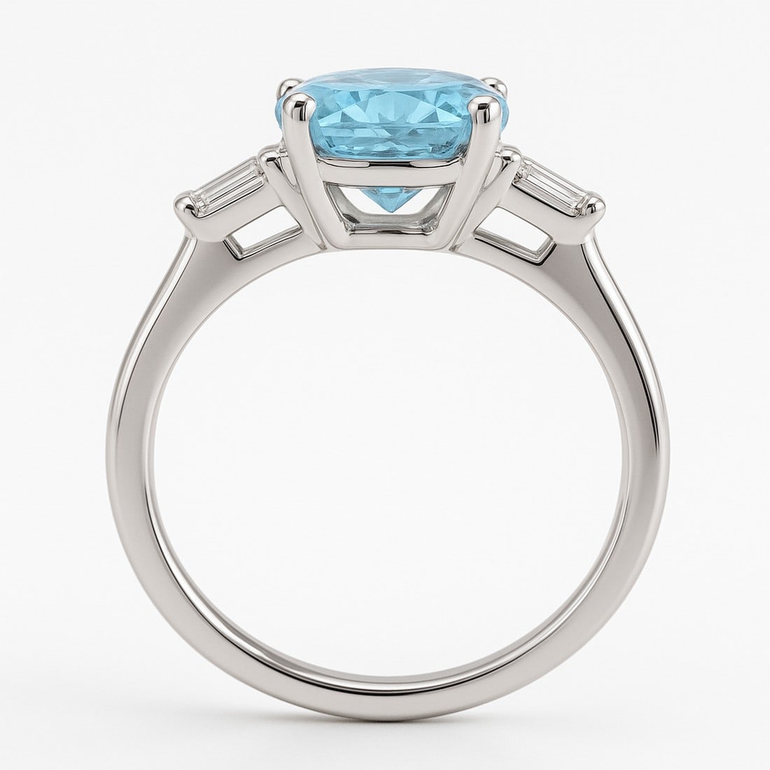 Lab-grown diamond 3.00 CT Cushion-Cut Diamond Three-Stone Ring in 14K White Gold - 2