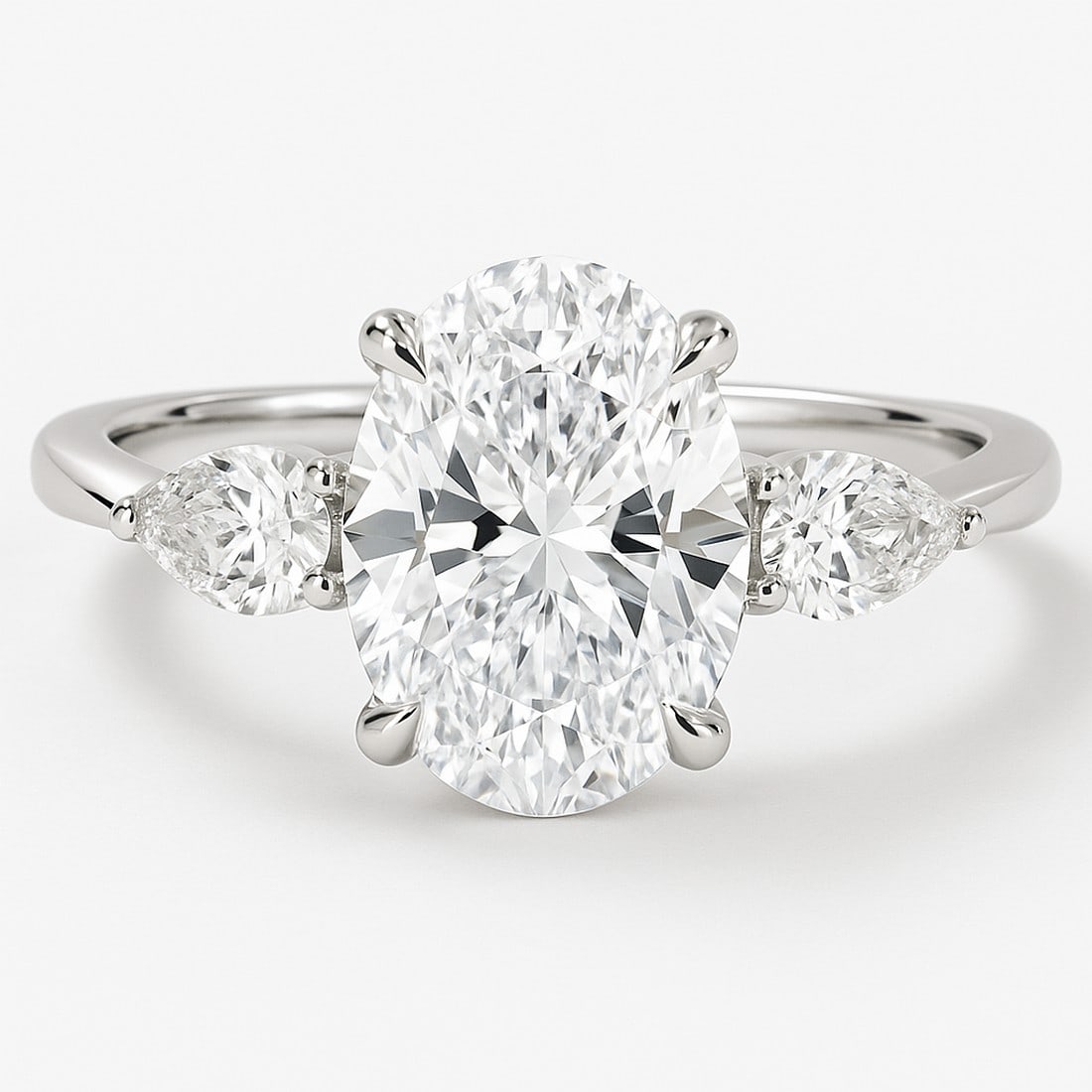 Lab-grown diamond 6.00 CT Oval-Cut Diamond Cathedral-Style Ring in 14K White Gold - 2