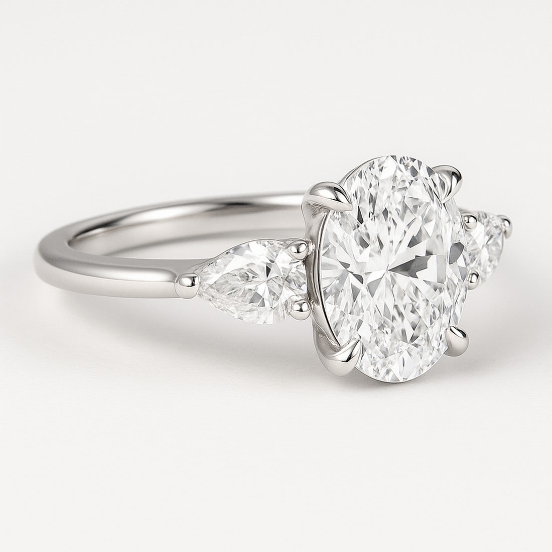 Lab-grown diamond 6.00 CT Oval-Cut Diamond Cathedral-Style Ring in 14K White Gold - 3