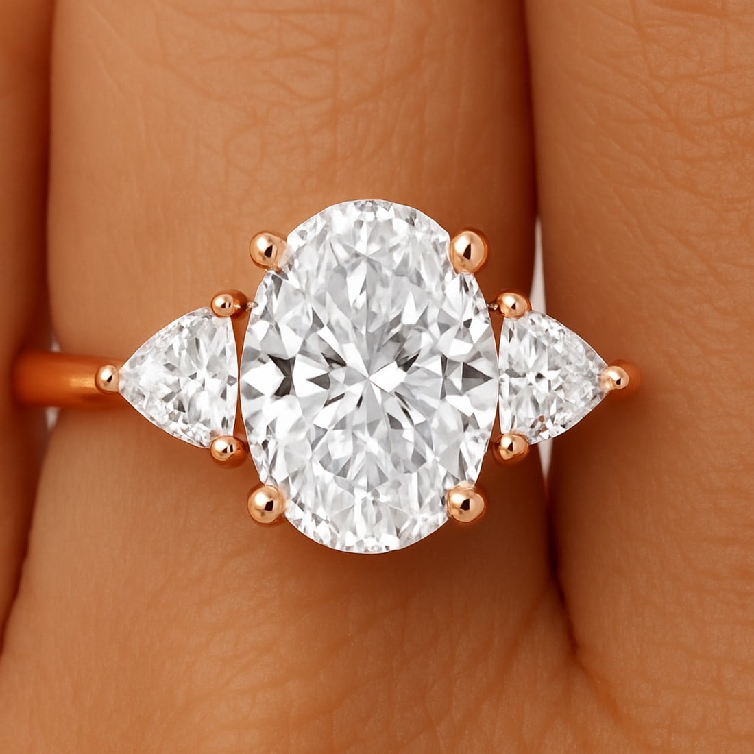 Lab-grown diamond 4.00 CT Princess-Cut Diamond Vintage Pavé Ring in 14K Rose Gold - 3