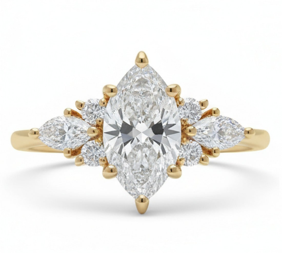 Lab-grown diamond 5.00 CT Radiant-Cut Diamond Split-Shank Ring in 14K Yellow Gold (1 of 2)