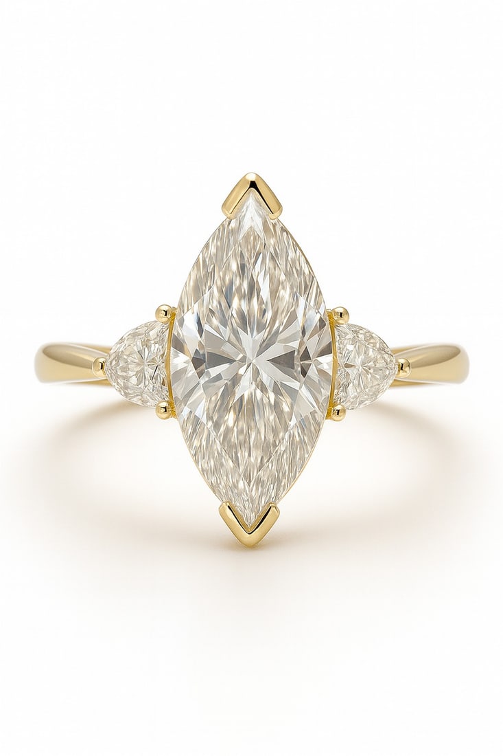 Lab-grown diamond 5.00 CT Round Brilliant-Cut Diamond Bezel-Set Ring in 14K Yellow Gold (1 of 2)