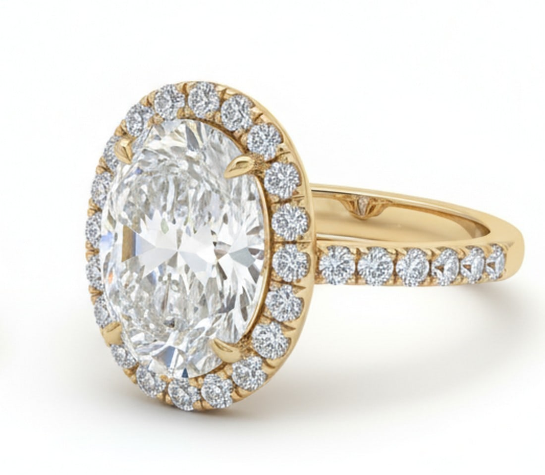 Lab-grown diamond 9.00 CT Cushion-Cut Diamond Cathedral-Style Ring in 14K Yellow Gold - 2