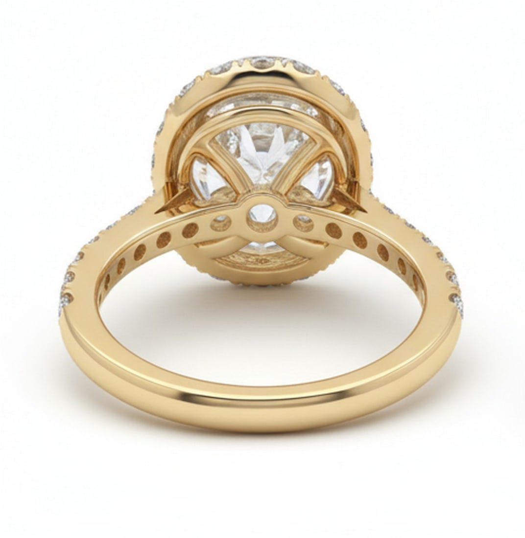 Lab-grown diamond 9.00 CT Cushion-Cut Diamond Cathedral-Style Ring in 14K Yellow Gold - 4