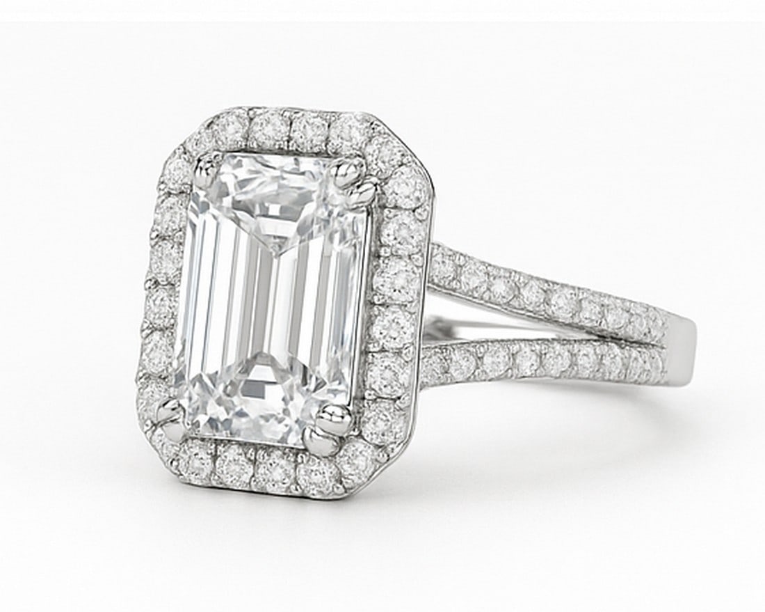 Lab-grown diamond 8.00 CT Oval-Cut Diamond Split-Shank Ring in 14K White Gold - 2