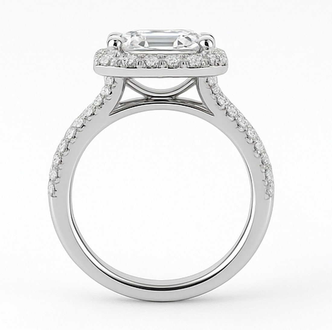 Lab-grown diamond 7.00 CT Emerald-Cut Diamond Bezel-Set Ring in 14K White Gold - 3