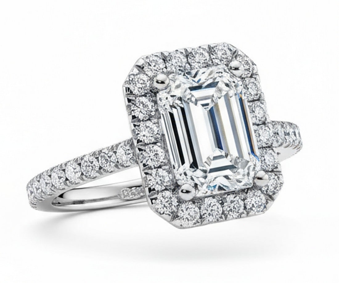 Lab-grown diamond 6.00 CT Cushion-Cut Diamond Twist-Shank Ring in 14K White Gold - 2