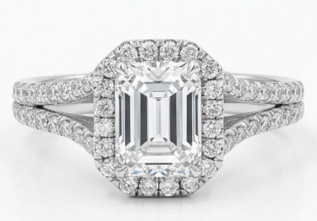 Lab-grown diamond 5.00 CT Marquise-Cut Diamond Cathedral-Style Ring in 14K White Gold (1 of 4)