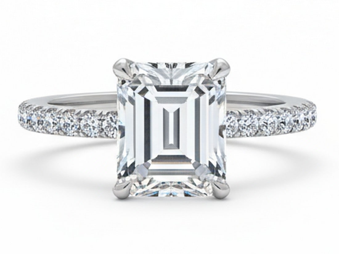 Lab-grown diamond 4.00 CT Oval-Cut Diamond Three-Stone Ring in 14K White Gold (1 of 4)