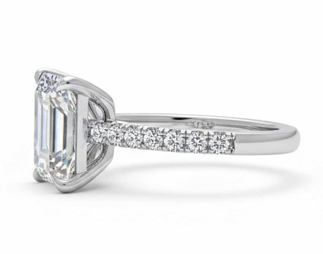 Lab-grown diamond 4.00 CT Oval-Cut Diamond Three-Stone Ring in 14K White Gold - 3