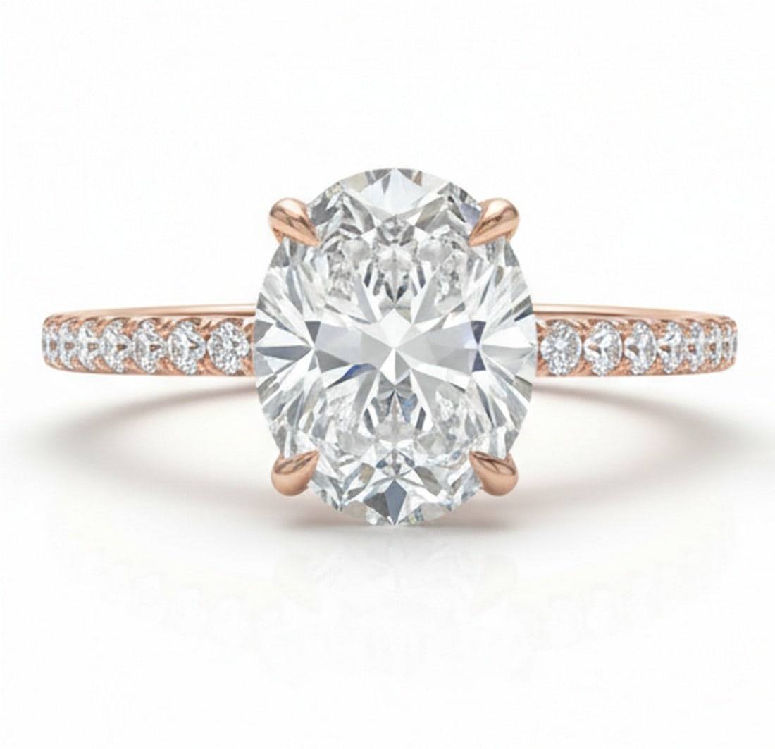 Lab-grown diamond 6.00 CT Emerald-Cut Diamond Vintage Pavé Ring in 14K Rose Gold: Title: lab-grown diamond 6.00 CT Emerald-Cut Diamond Vintage Pavé Ring in 14K Rose Gold Description: This unique lab-grown diamond diamond ring showcases a 6.00 carat emerald-cut center stone in