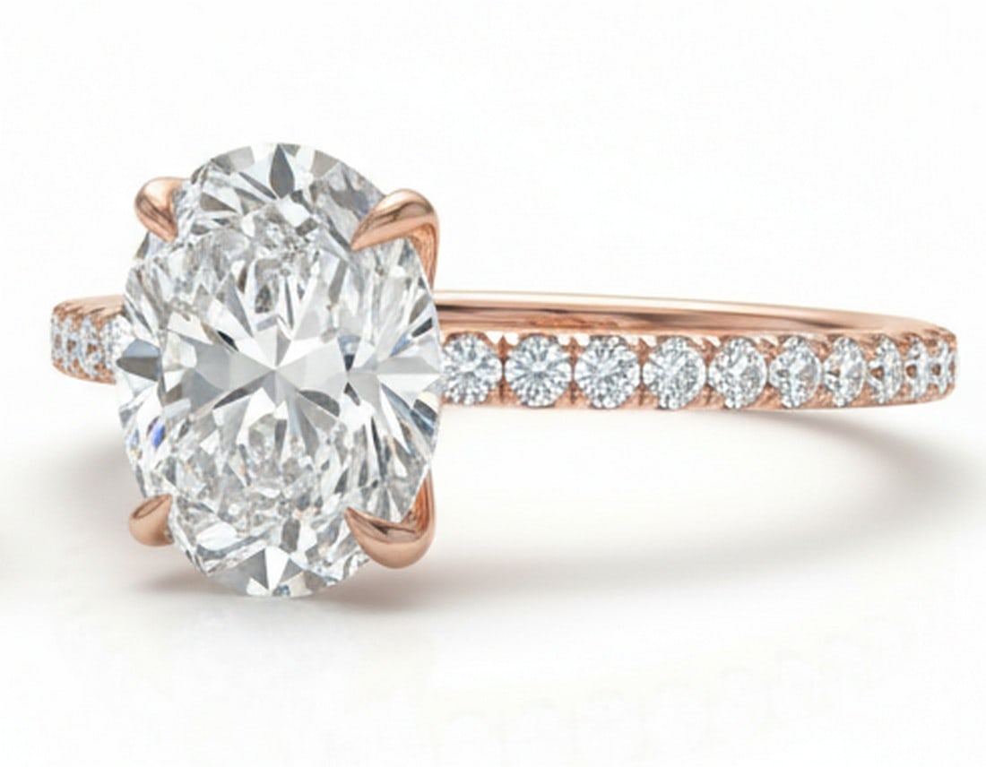 Lab-grown diamond 6.00 CT Emerald-Cut Diamond Vintage Pavé Ring in 14K Rose Gold - 2