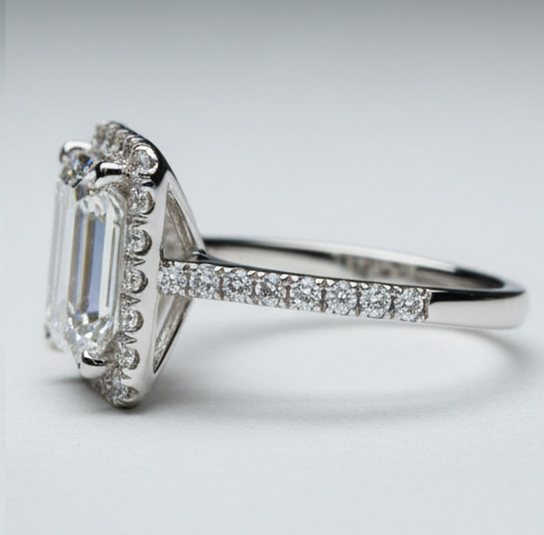 Lab-grown diamond 6.00 CT Pear-Shaped Diamond Bezel-Set Ring in 14K White Gold - 3