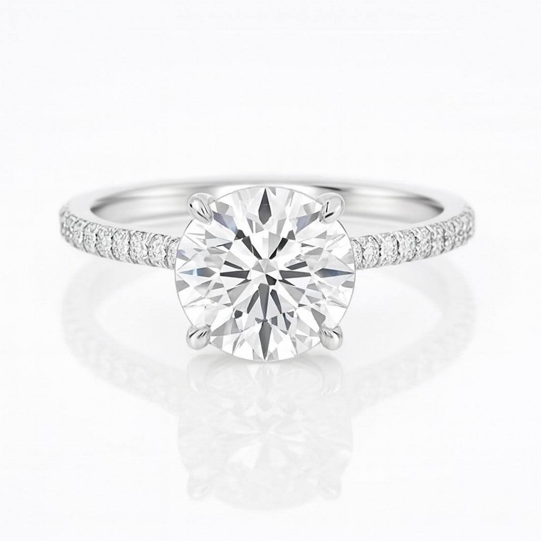 Lab-grown diamond 3.00 CT Princess-Cut Diamond Hidden-Halo Ring in 14K White Gold: Title: lab-grown diamond 3.00 CT Princess-Cut Diamond Hidden-Halo Ring in 14K White Gold Description: This unique lab-grown diamond diamond ring showcases a 3.00 carat princess-cut center stone in a