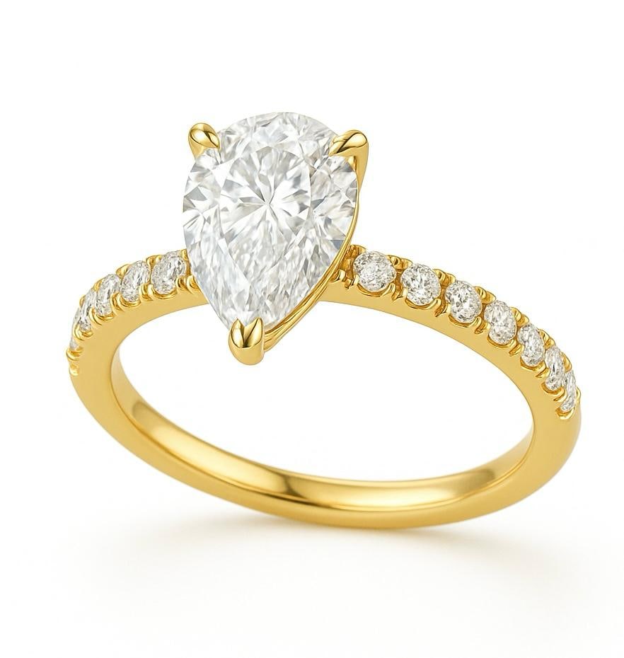 Lab-grown diamond 5.00 CT Radiant-Cut Diamond Cathedral-Style Ring in 14K Yellow Gold - 2