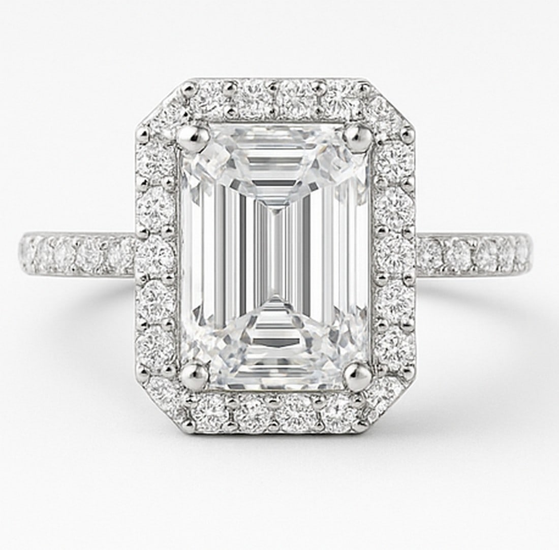 Lab-grown diamond 8.00 CT Cushion-Cut Diamond Three-Stone Ring in 14K White Gold (1 of 2)
