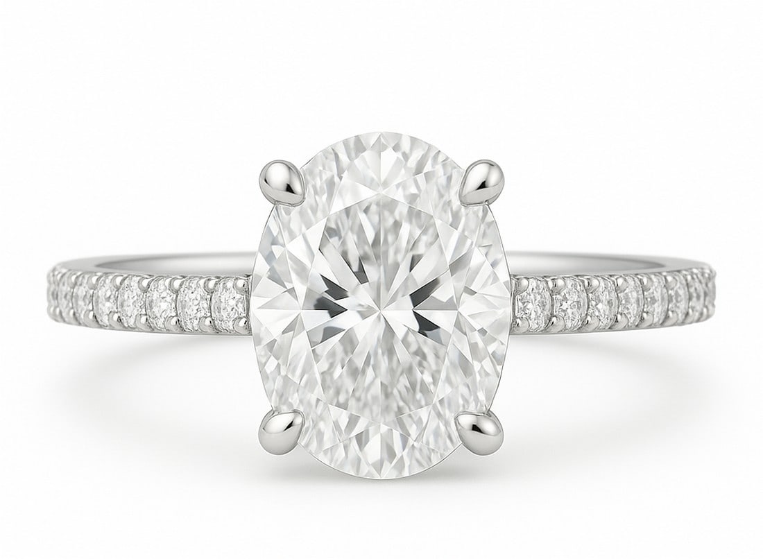 Lab-grown diamond 6.00 CT Princess-Cut Diamond Bezel-Set Ring in 14K White Gold (1 of 2)