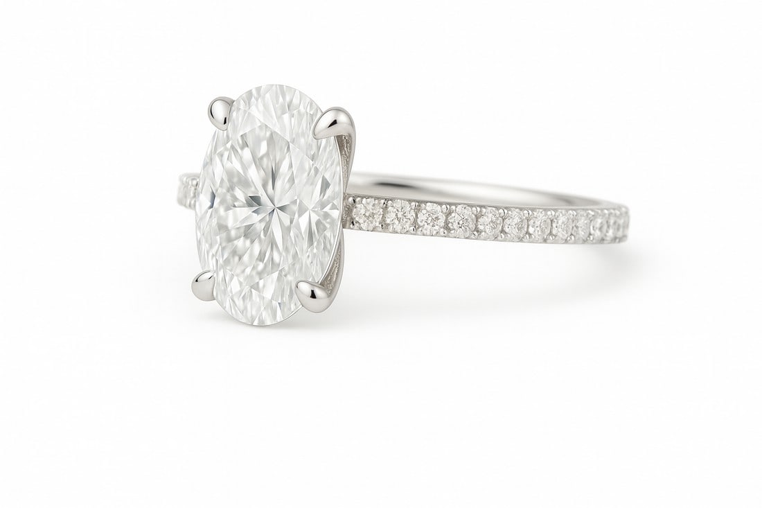 Lab-grown diamond 6.00 CT Princess-Cut Diamond Bezel-Set Ring in 14K White Gold - 2