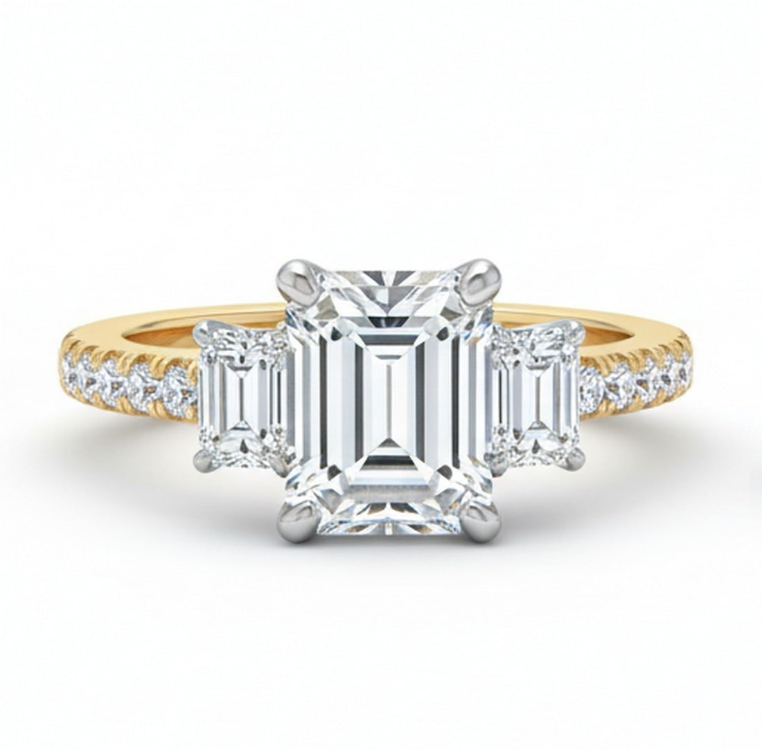 Lab-grown diamond 4.00 CT Oval-Cut Diamond Cathedral-Style Ring in 14K Yellow Gold (1 of 4)