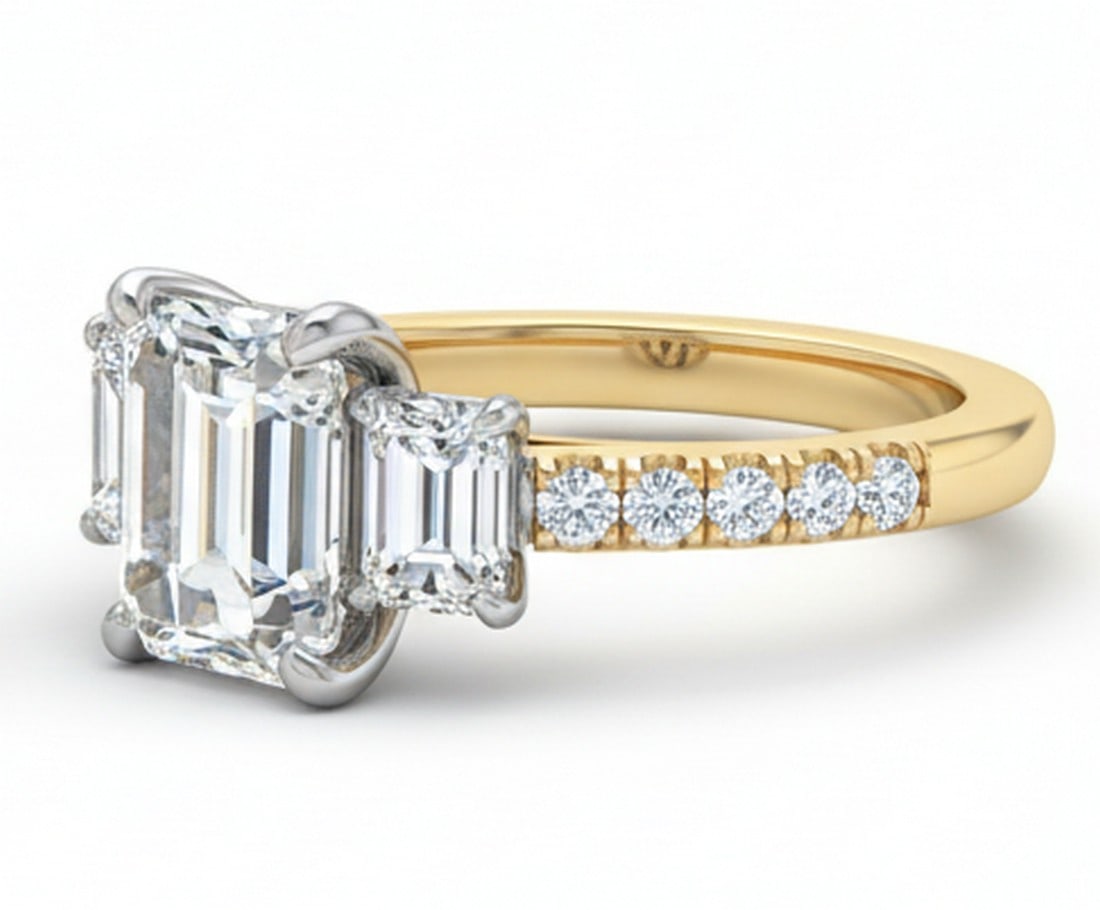 Lab-grown diamond 4.00 CT Oval-Cut Diamond Cathedral-Style Ring in 14K Yellow Gold - 2