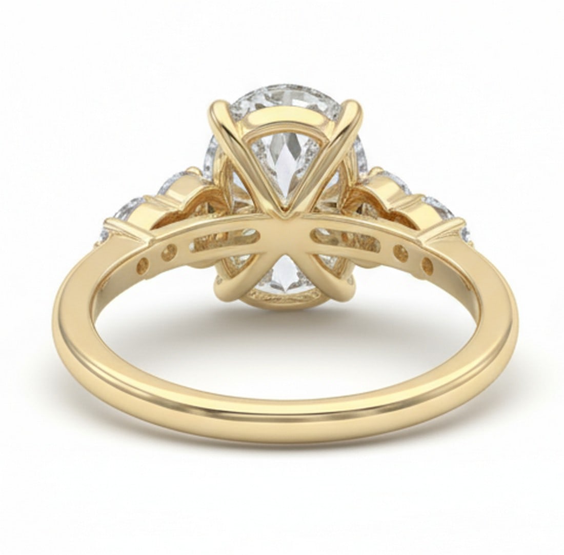 Lab-grown diamond 7.00 CT Pear-Shaped Diamond Double Halo Ring in 14K Yellow Gold - 4