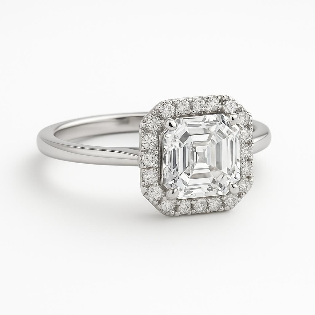 Lab-grown diamond 4.00 CT Princess-Cut Diamond Vintage Pavé Ring in 14K White Gold - 2