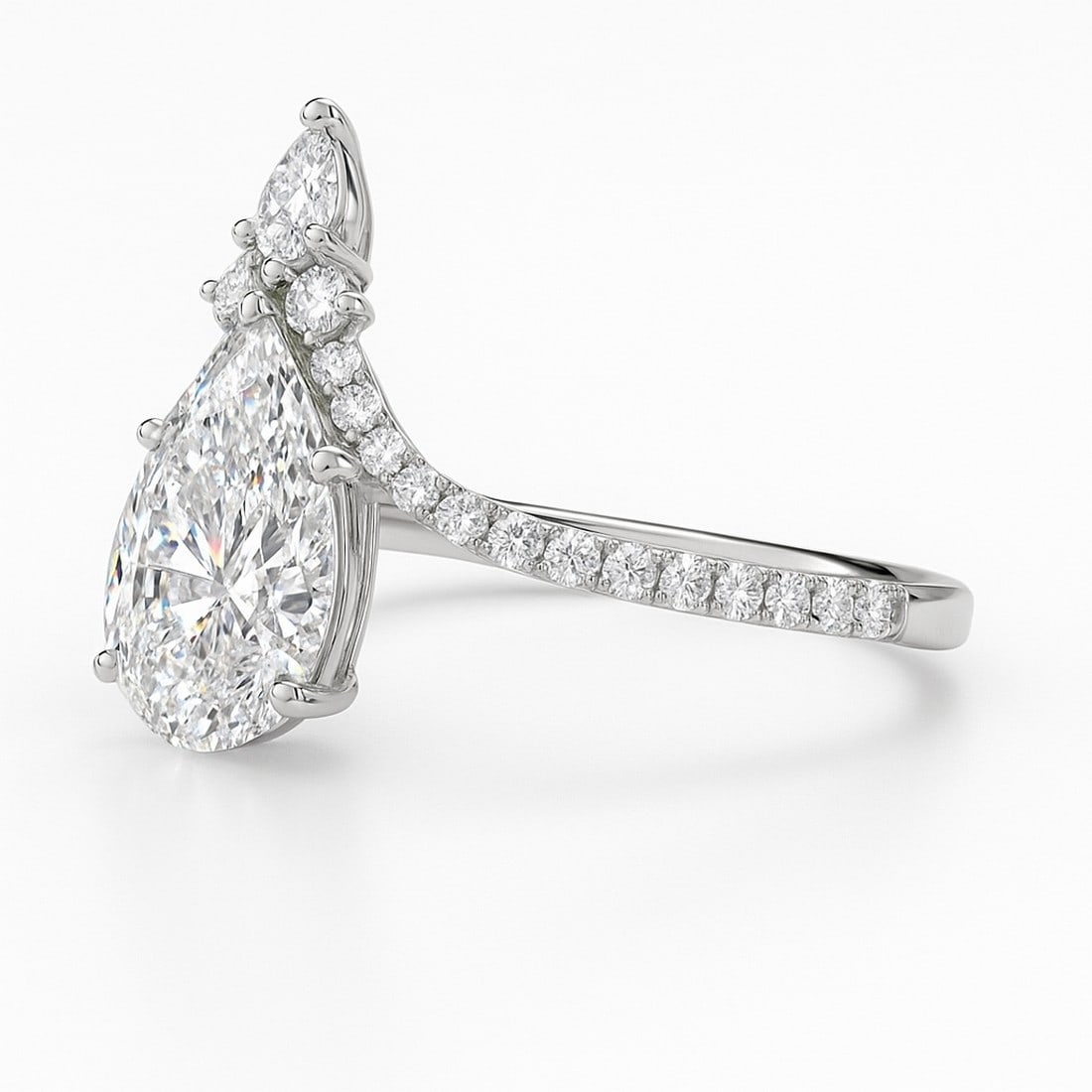 Lab-grown diamond 7.00 CT Radiant-Cut Diamond Split-Shank Ring in 14K White Gold - 4