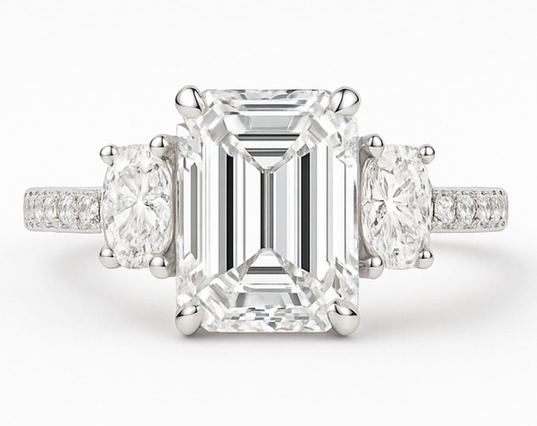 Lab-grown diamond 10.00 CT Round Brilliant-Cut Diamond Bezel-Set Ring in 14K White Gold - 2