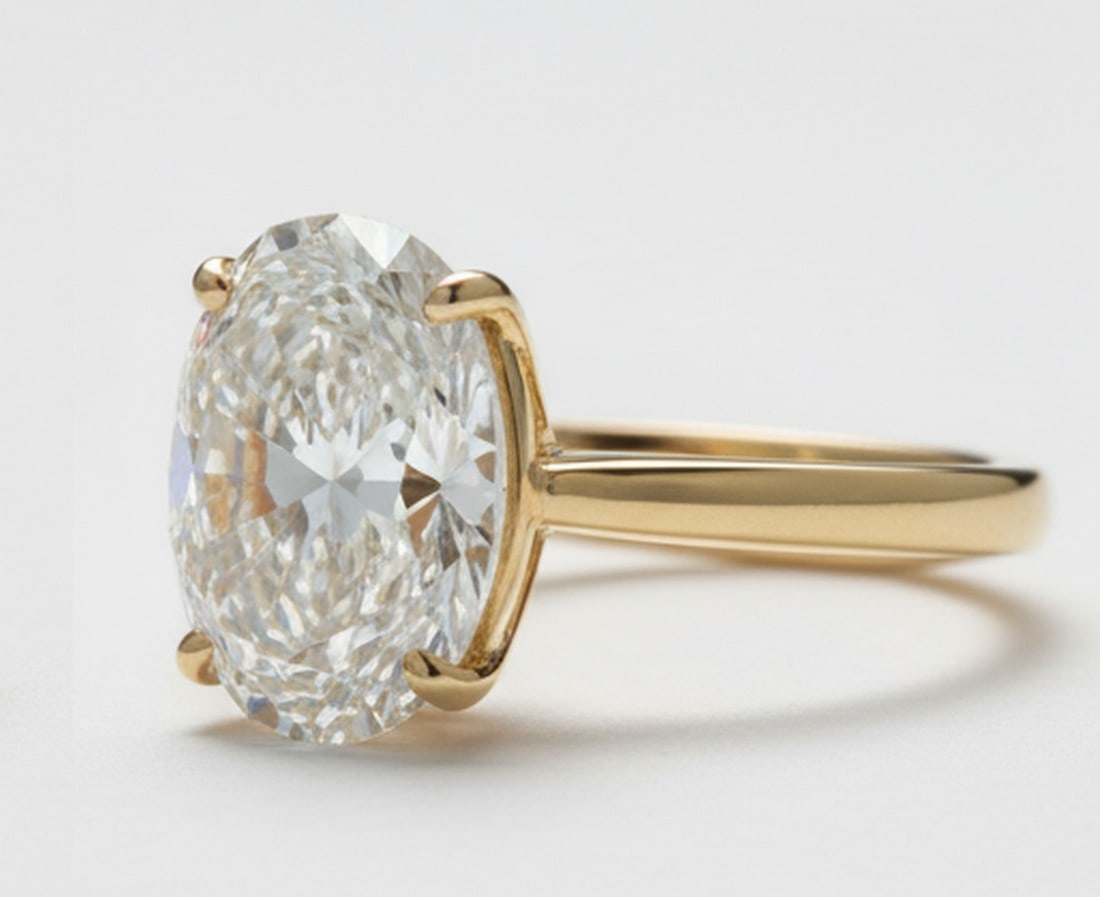 Lab-grown diamond 8.00 CT Oval-Cut Diamond Twist-Shank Ring in 14K Yellow Gold - 2