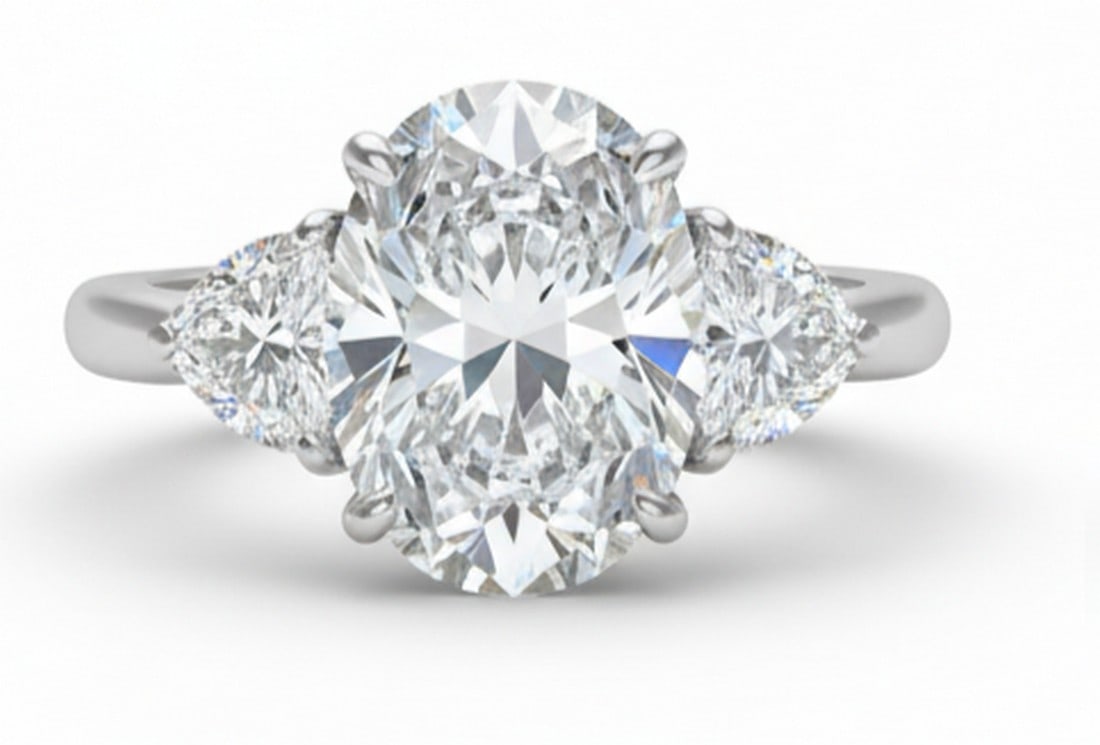 Lab-grown diamond 7.00 CT Marquise-Cut Diamond Halo Engagement Ring in 14K White Gold (1 of 4)