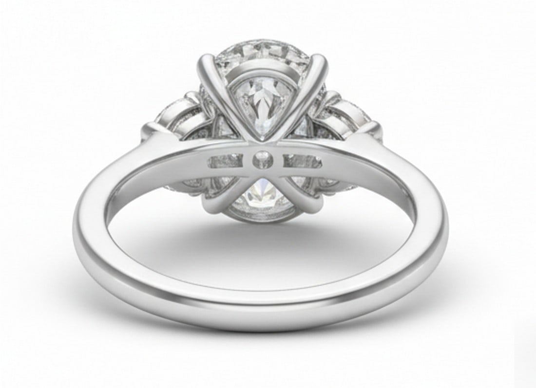Lab-grown diamond 7.00 CT Marquise-Cut Diamond Halo Engagement Ring in 14K White Gold - 4