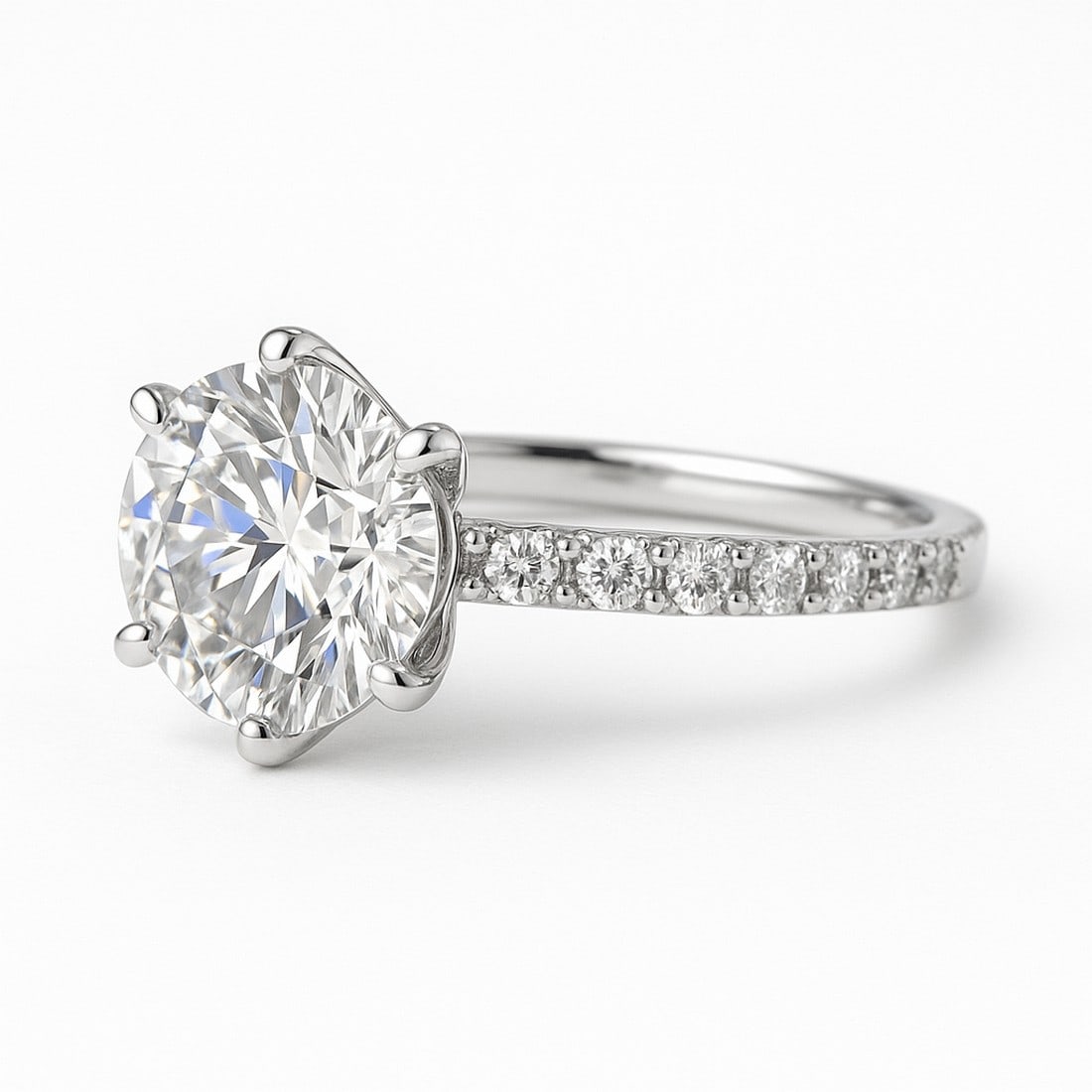 Lab-grown diamond 3.00 CT Princess-Cut Diamond Double Halo Ring in 14K White Gold - 2