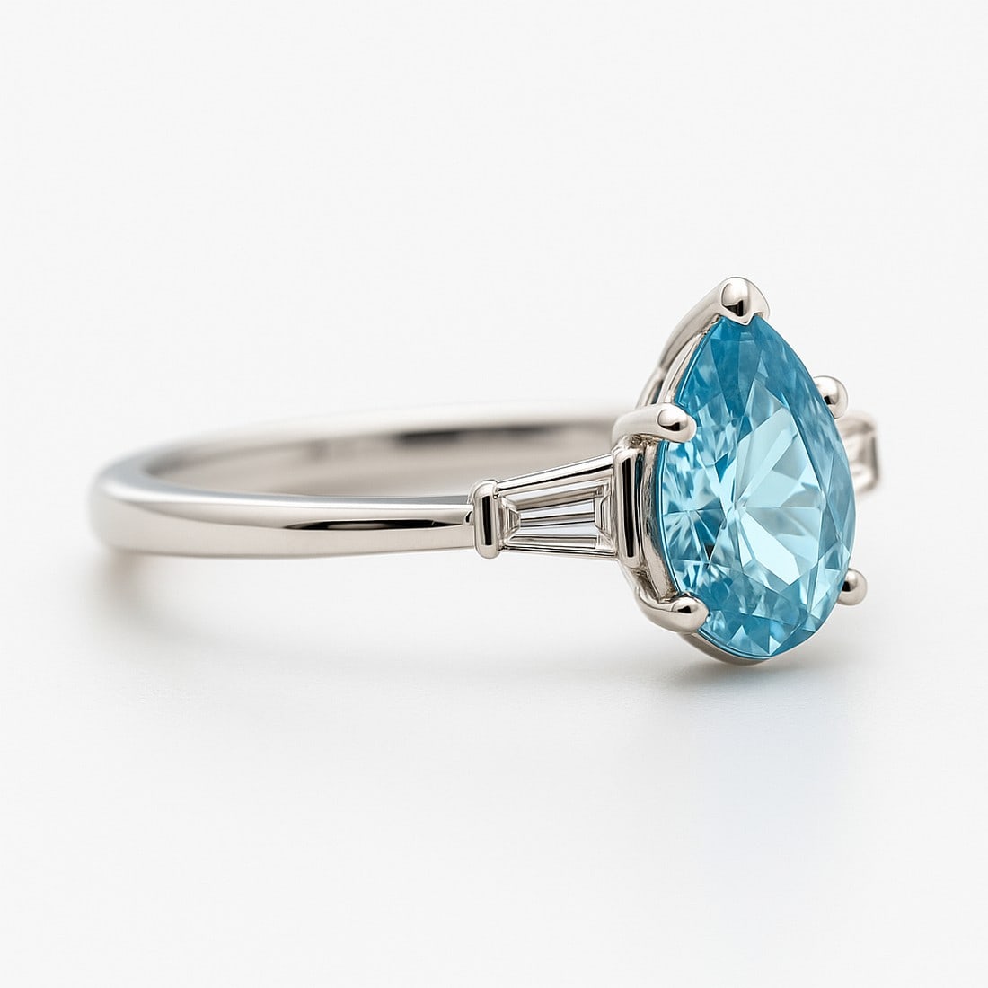 Lab-grown diamond 4.00 CT Pear-Shaped Diamond Hidden-Halo Ring in 14K White Gold - 2