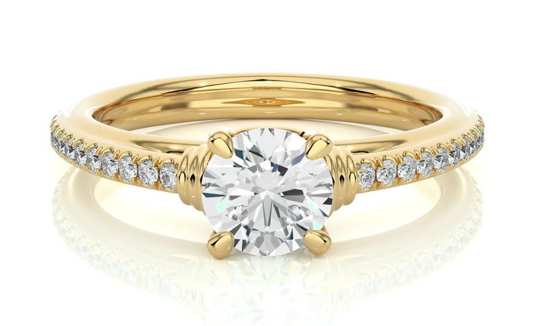 Lab-grown diamond 2.00 CT Emerald-Cut Diamond Vintage Pavé Ring in 14K Yellow Gold (1 of 2)