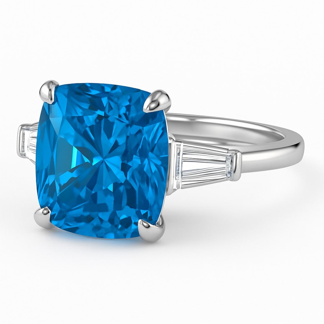 Lab-grown diamond 4.00 CT Radiant-Cut Diamond Cathedral-Style Ring in 14K White Gold (1 of 3)