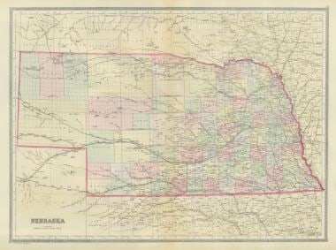 Nebraska: Title: Nebraska Publication Date: 1886 Author: BRADLEY, WM. M. & BRO. Publisher: WM. M. BRADLEY & BRO. Publishing Info: Detailed with railroads named. With leaf of gazetteer data. Reserve: $50.00 Ship