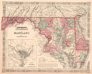 Johnson's Delaware and Maryland: Title: Johnson's Delaware and Maryland Publication Date: 1866 Author: JOHNSON, ALVIN JEWETT Publisher: A.J. Johnson Publishing Info: Without the three small vignette views of buildings in Washington.