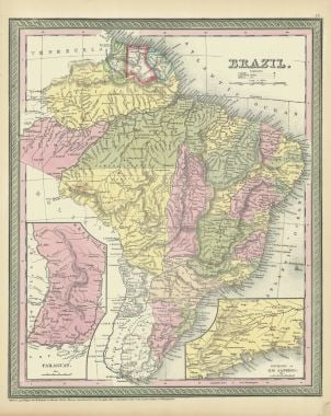 Brazil.: Title: Brazil. Publication Date: 1854 Author: MITCHELL, SAMUEL AUGUSTUS Publisher: THOMAS, COWPERTHWAIT & CO. Publishing Info: Inset maps of Paraguay and the environs of Rio Janeiro. Margins lightly b