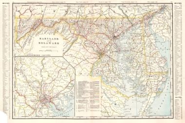Maryland And Delaware: Title: Maryland And Delaware Publication Date: c1906 Author: CRAM, GEORGE F. Publisher: A.A. Grant Publishing Info: From Grant's Bankers' and Brokers' railway system atlas, cover dated 1906. Railroads