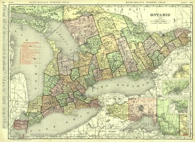 Rand, McNally & Co.'s New Business Atlas Map of Ontario.: Title: Rand, McNally & Co.'s New Business Atlas Map of Ontario. Publication Date: 1911 Author: RAND, MCNALLY & CO. Publisher: RAND, MCNALLY & CO. Publishing Info: Page 380-381 from the Commercial