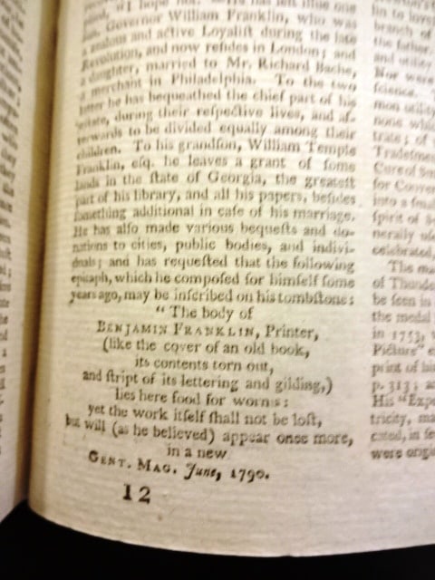 1790 Gentlemans Magazine Benjamin Franklin Obituary - 3