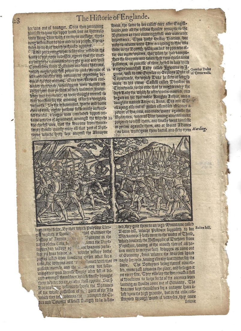 1577 Leaf Historie of Englande Woodcuts - 2