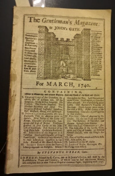 1740 Magazine Plans of Havana Porto Bello: Title: 1740 Magazine Plans of Havana Porto Bello Additional Information: The March 1740 issue of "The Gentleman's Magazine", printed at London 56 pages. Nice content in this issue including text cut